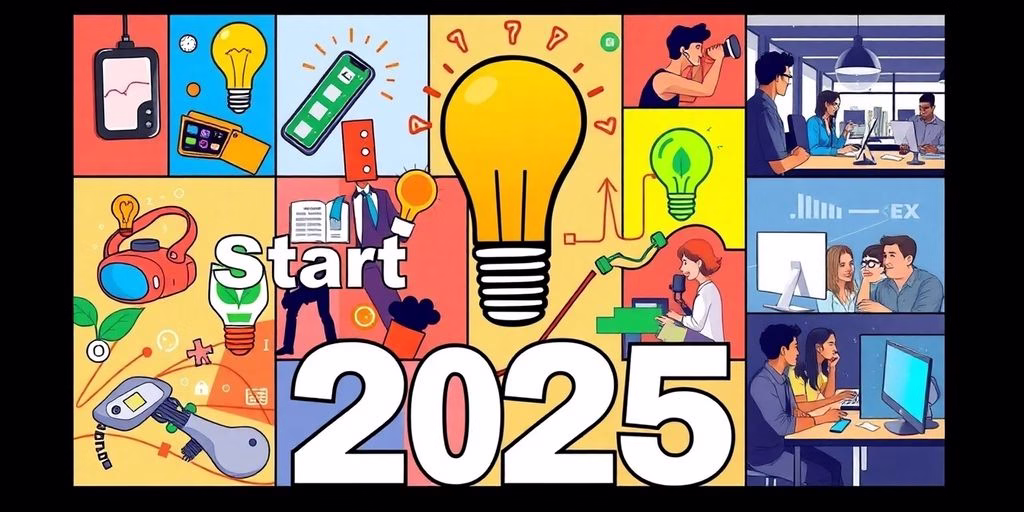 Collage of innovative startups and diverse entrepreneurs in action.