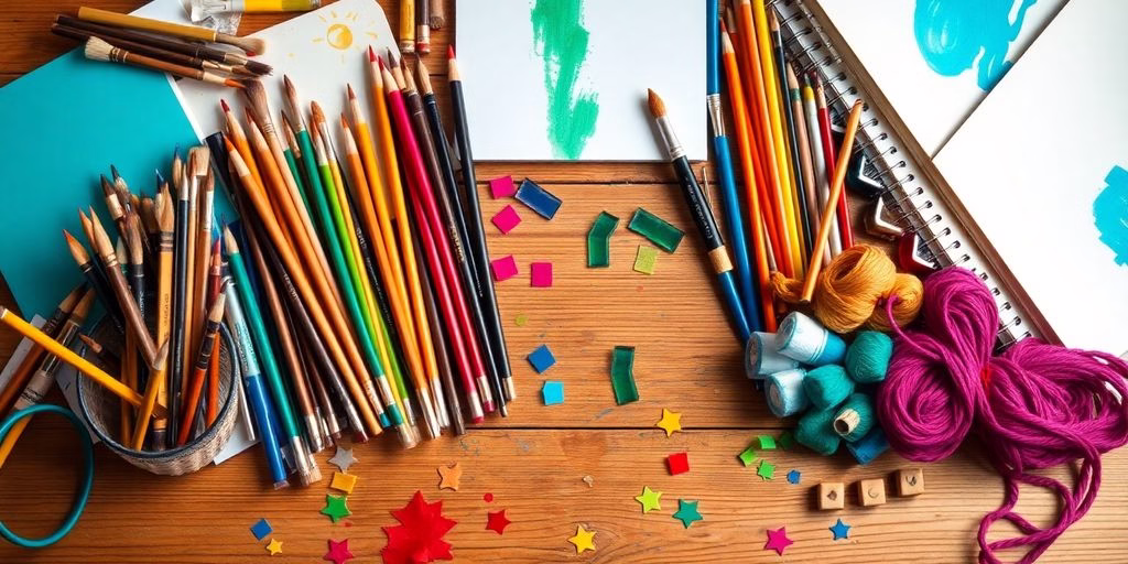 Colorful art supplies inviting creative imagination and exploration.