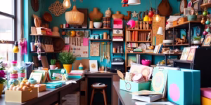 Etsy seller's workspace with handmade products and creativity.