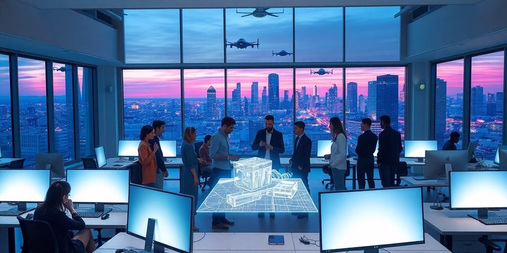 Future tech startup office.