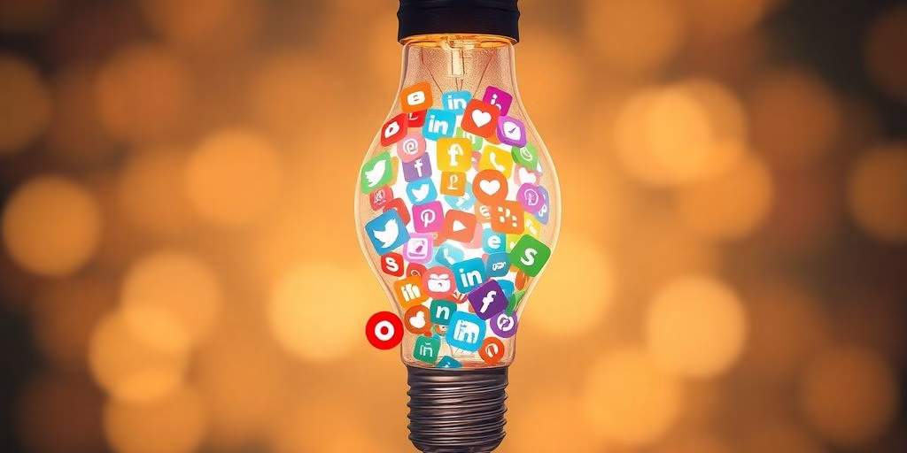 Lightbulb bursting with colorful social media icons.