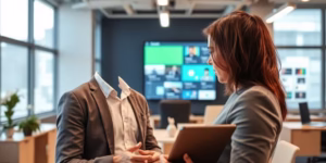Salesperson exploring diverse business tools.