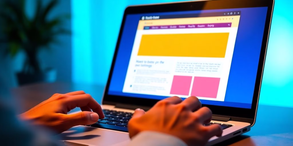 Laptop with colorful website on screen