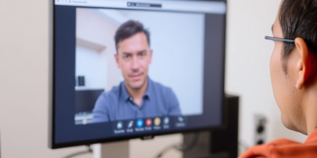 Person using Zoom with audio issues.