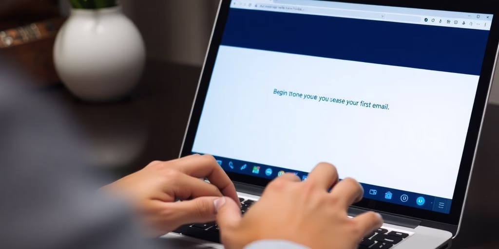 Person composing an email on a laptop.